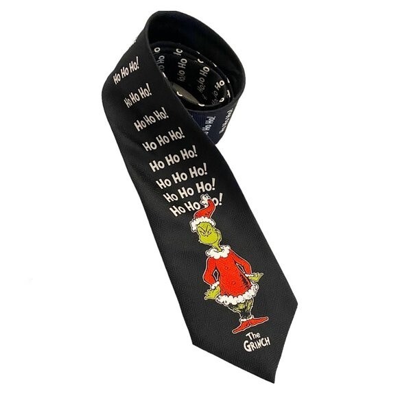 Dr. Seuss Black Ho Ho HO Christmas Santa Character Grinch BlackTie OS - Picture 1 of 8